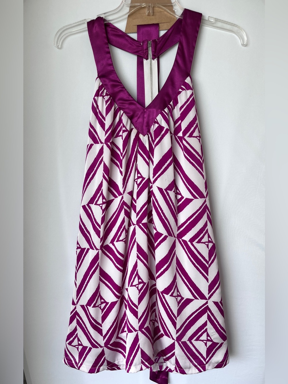 Arden B White and Magenta Geometric Halter Dress